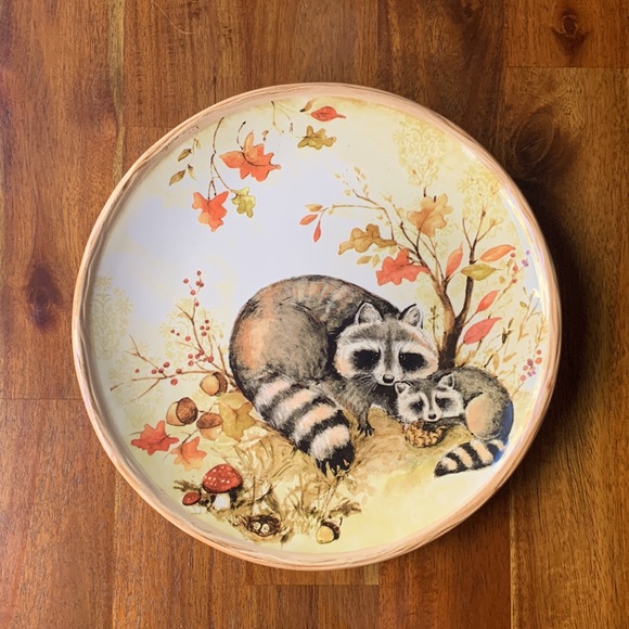 Collectible Raccoons in Fall Ceramic Plate - Fall 2023 collection - Picture 1 of 4